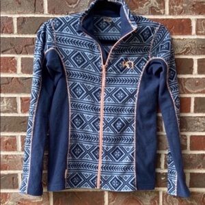 Kari Traa Blue and Peach Patterned Full Zip Fleece